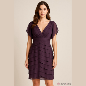 Adrianna Papell - Elegant Purple Layered Dress